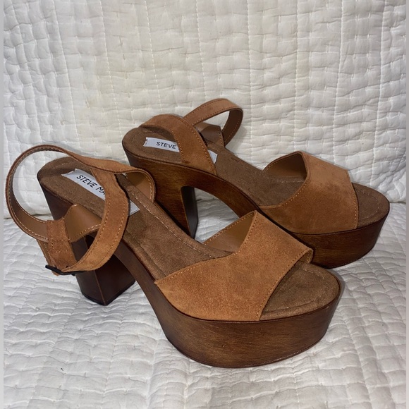 Steve Madden Lulla Black Suede Leather Platform Sandals - Picture 4 of 9